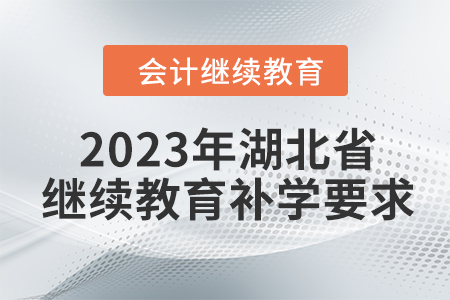 2023年湖北省會計繼續教育補學要求