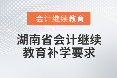 2024年湖南省會計繼續教育補學要求