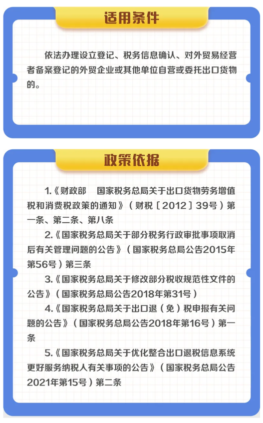 外貿企業或其他單位出口貨物退（免）稅政策